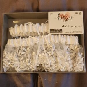 Studio White Lace Double Garter Set